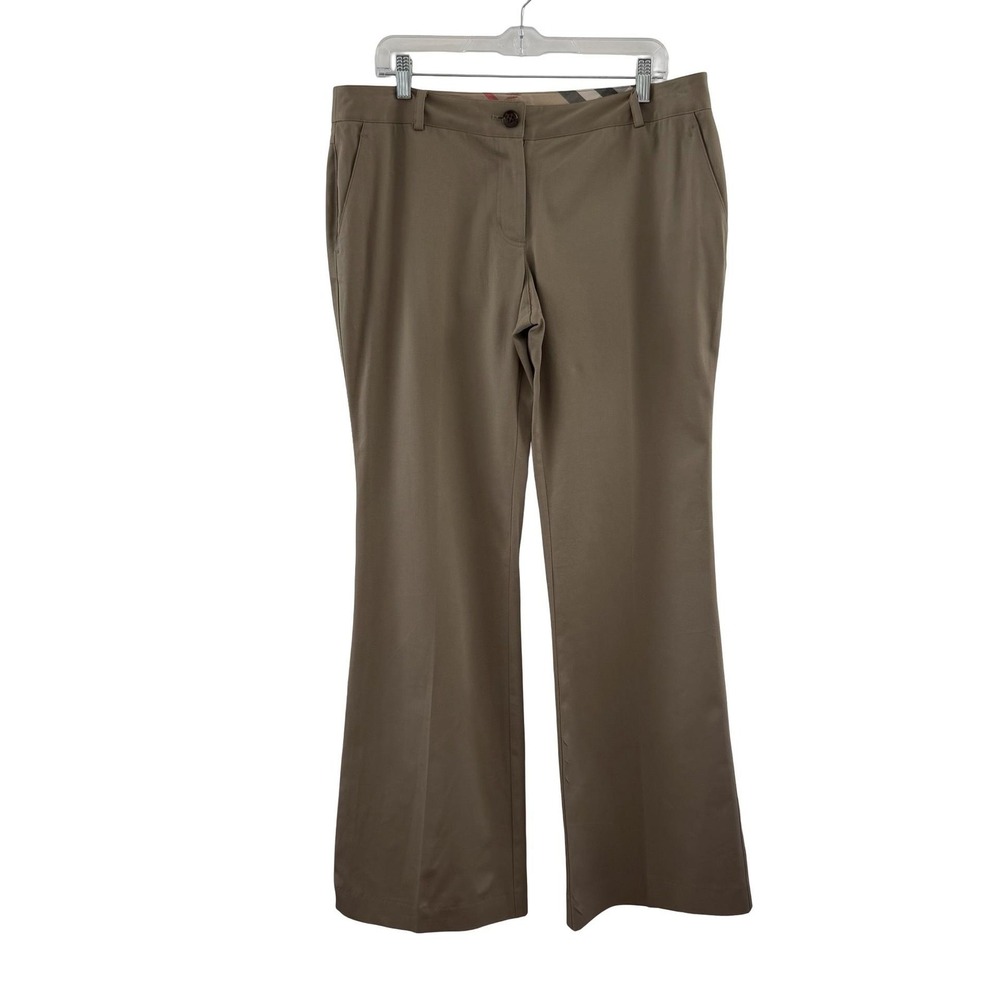 Burberry London Pants Womens 12 Beige Cotton Stretch Chino Bootcut Work Tan